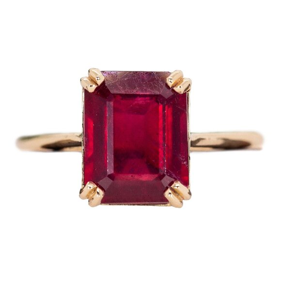 4cts Madagascar Ruby Ring in 14K Solid Gold | Solitaire Ring | Fine Jewelry - Picture 1 of 7